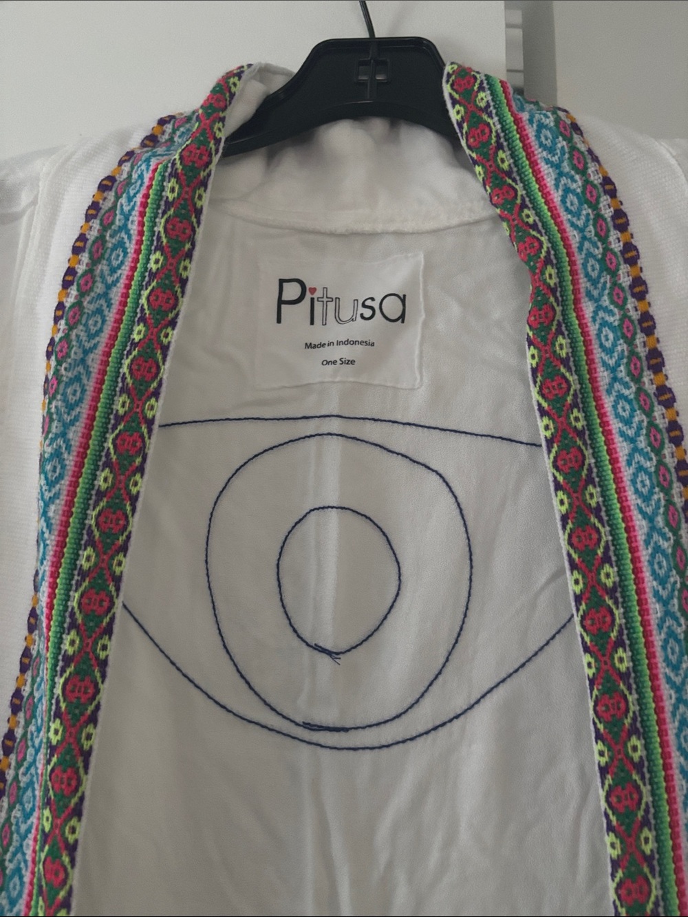 Pitusa White Swim Coverup with Multicolor Trim